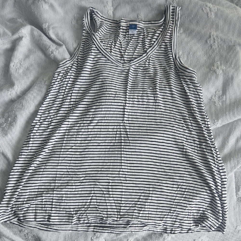 Old Navy Black and White Striped Tank Top